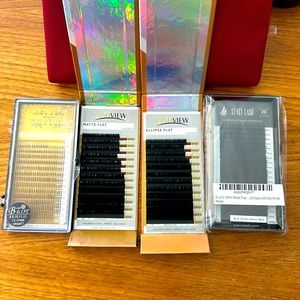 Various individual eyelash extensions and Y-lashes assorted lengths
